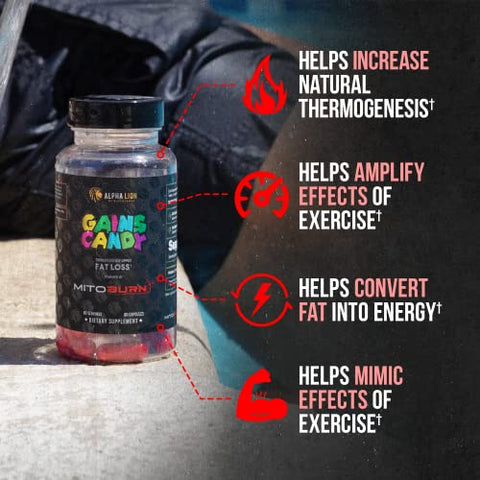 Gains Candy: Pílulas Suplementares que Apoiam a Perda de Peso, Supressor de Apetite, Amigável à Dieta Keto, Reduz Gordura Corporal, Aumenta Energia - ALPHA LION