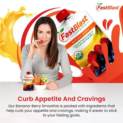 FastBlast - Smoothie de Banana-Berry Orgânico Certificado pelo USDA – Marca: Primeiro Texto: Delicioso e Saudável