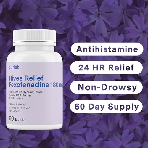 Fexofenadine Hydrochloride 180 mg – 60 Comprimidos Antialérgicos – Tratamento de Urticária 24 Horas - Curist