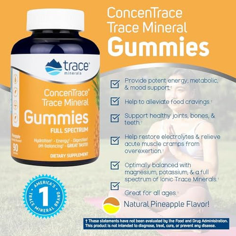 ConcenTrace Gomas Mastigáveis de Espectro Completo | Energia Potente, Metabólica | 60 g - Trace Minerals
