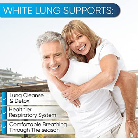 White Lung by NutraPro – Limpeza e Desintoxicação dos Pulmões. Apoia a Saúde Pulmonar. Suporta a Saúde Respiratória. 60 Cápsulas – Fabricado em Instalação Certificada pela GMP