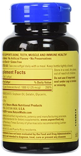 Vitamina D3 1000 UI, 300 Comprimidos – Aumente sua saúde com a marca líder em vitamina D - Nature Made