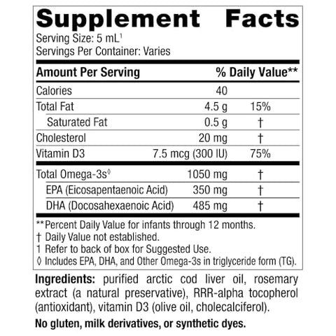 Baby’s DHA – Ômega-3 1050 mg, Vitamina D3 300 UI – Suporte para o Cérebro e Visão – 4 oz (118 ml) - Nordic Naturals