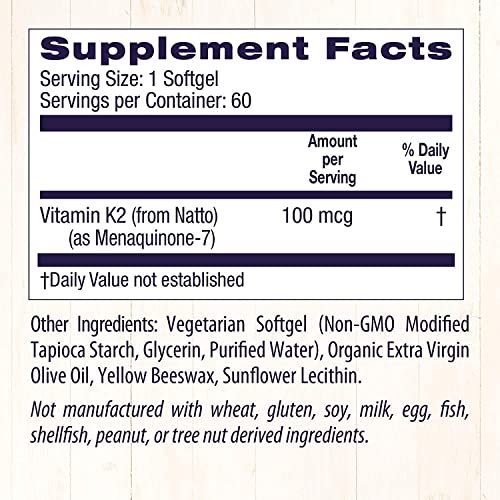 Vitamina K2 como MK-7 da Healthy Origins, 100 mcg – Vitaminas K2 para a saúde do coração e dos ossos