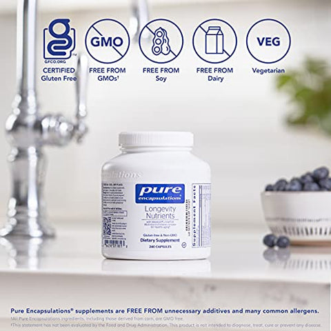 Longevity Nutrients – Complexo Multivitamínico/Mineral para Envelhecimento Saudável – 240 Cápsulas - Pure Encapsulations
