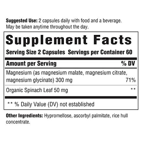 Innate Response Formulas - INNATE Response Formulas Magnésio 300 mg – Suplemento Mineral para Relaxamento Muscular – Vegetariano e Sem Glúten – 120 Cápsulas (60 Porções)
