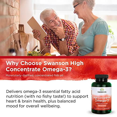 Ômega-3 Concentrado de Óleo de Peixe – Ácidos Graxos Essenciais – (120 Softgels, 680mg Cada) 3 Pacotes - Swanson