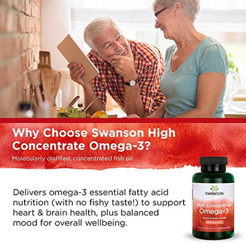 Ômega-3 Concentrado de Óleo de Peixe – Ácidos Graxos Essenciais – (120 Softgels, 680mg Cada) 3 Pacotes - Swanson