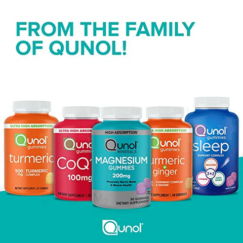 Gummies de Magnésio para Adultos, 200mg Citrato de Magnésio de Alta Absorção, Suporte para Saúde dos Nervos/Ossos, Saúde Muscular, Vegetariano, 90 Unidades (embalagem de 1) - Qunol