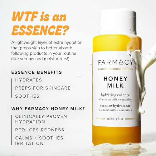 Honey Milk Hydrating Essence com Ceramidas – Primer Facial Hidratante, Restaura a Barreira de Umidade, Suaviza Rugas | 30ml - Farmacy