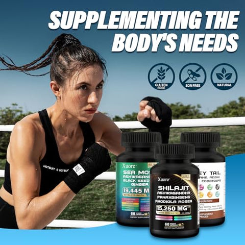 Xuore - Shilajit, Sea Moss, Óleo de Semente Preta, Cogumelo – Marca: Máxima Visibilidade!
