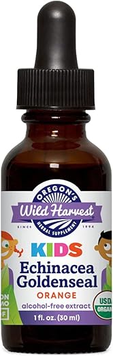 Oregon's Wild Harvest - Oregon’s Wild Harvest Echinacea Goldenseal Laranja Orgânico para Crianças, 1 fl oz (30 ml)