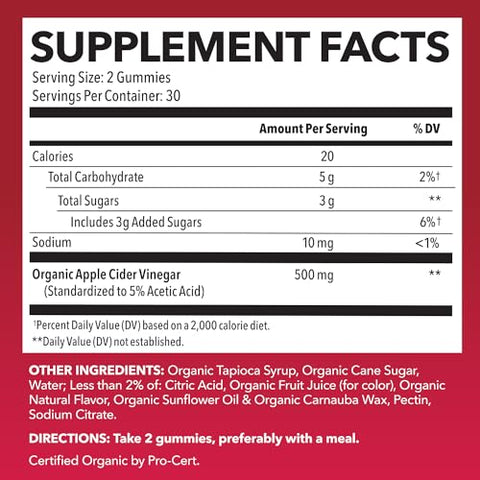HAVASU NUTRITION - Gomas de Vinagre de Maçã Orgânico | ACV Gummies para Apoiar a Saúde Digestiva e a Flora Intestinal | Sabor Natural de Maçã | 60 Gomas Orgânicas, Veganas e Não-OGM de Vinagre de Maçã