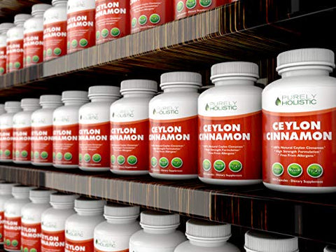 Purely Holistic - Cápsulas de Canela Ceylon Pura Holística 1500mg, 150 Cápsulas Veganas de Canela, Suprimento de 75 Dias (25%% Mais Porções), Suplemento de Canela Ceylon Verdadeira do Sri Lanka