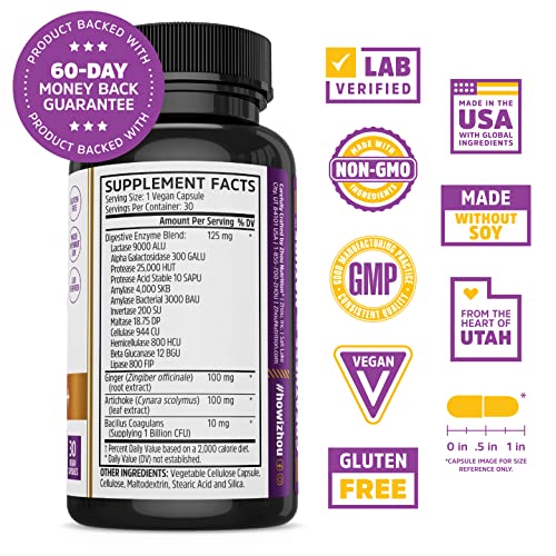 ZHOU - Zhou Nutrition Bloat Blast Enzimas Digestivas com Probióticos, Alívio de Inchaço para Mulheres e Homens, Reduz Retenção de Líquidos e Melhora a Saúde Digestiva, Vegano, Não-OGM, Sem Glúten