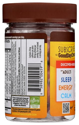 Energético para Adultos [50 Unidades] Chocolate de Cacau com Cafeína de Comércio Justo, Vitaminas do Complexo B, Extrato de Chá Verde e 20 mg de Cafeína por Unidade – Estimulante de Energia para - Good Day Chocolate