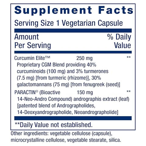 Arthro-Immune Suporte Articular, Extrato de Cúrcuma Curcumin Elite™, Andrographis paniculata, Promove Mobilidade e Flexibilidade, Vegetariano, Sem Glúten, Não-OGM, 60 cápsulas - Life Extension