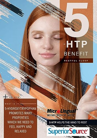 5-HTP 50 mg – Comprimidos MicroLingual de Dissolução Rápida, 60 un, Suporte Neurotransmissor, Promove Sono Repousante, Não-OGM - Superior Source