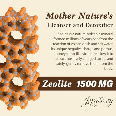 Jovianoy - Zeolite Detox Cápsulas 2300 MG, Carvão Ativado Orgânico, Argila Bentonita, Clinoptilolita 1-2 µm, Absorção Máxima, Limpeza Detox Intestinal e Hepática Completa para Mulheres e Homens, 90 Cápsulas