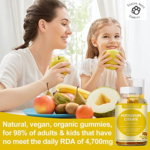 Tinies bers - Gomas de Potássio para Adultos e Crianças, Sem Açúcar, Apoio a Cãibras nas Pernas