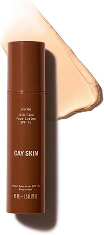 Isle Glow Loção Facial FPS 45, Hidratante, Protetor Solar, Fórmula Leve, Hidrata, Protege e Suaviza a Pele, 45 ml - Cay Skin