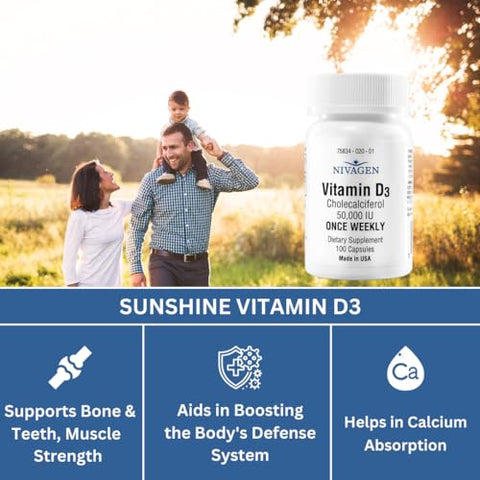Nivagen - Vitamina D3 50.000 UI Cápsula (100) – Pharmaceuticals Inc