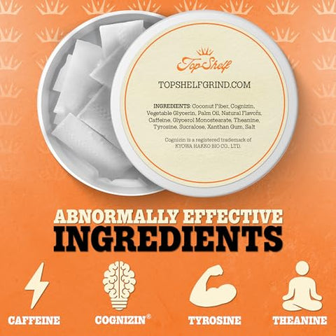 Join Top Shelf Grind - Aura Caffeine Pouches | Energia Nootrópica, Suplemento Cerebral Alpha Performance com Cognizin Citicolina | 10g