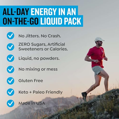 Zero Sugar Energy Drinks – Bebida Energética Natural Keto, Mix de Vitaminas Líquidas B, Bebidas Orgânicas com Cafeína, Energético Zero Açúcar – Pacotes de Energia de Frutas Vermelhas por Mark - Protekt