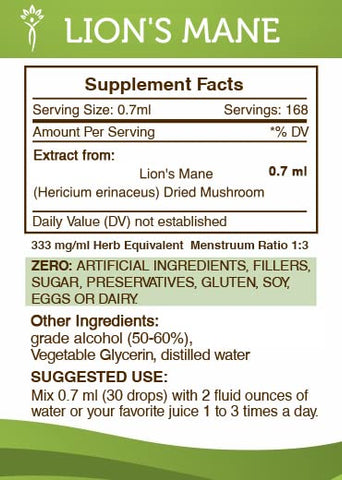 Secrets of the Tribe - Tintura Alcoólica de Extrato de Cogumelo do Leão Mane, Hericium Erinaceus, Suplemento de Tintura de Cogumelo Seco (120 ml) –