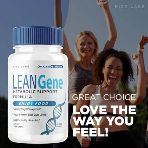 rize labs - Lean Gene Suplemento – Fórmula de Suporte Metabólico, Perda de Peso Avançada, Cápsulas de Máxima Potência – LeanGenex Natural – 2 Pacotes
