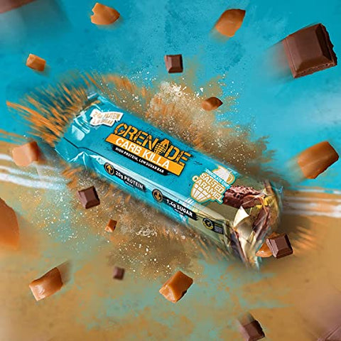 Barra de Proteína Alta e Baixo Carboidrato, 12 x 60 g – Chocolate Chip Salted Caramel | Grenade Carb Killa Barra de Proteína de Alta Qualidade - Grenade Carb Killa