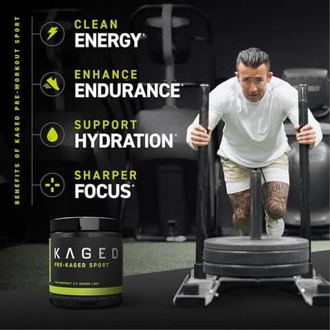 Athletic Sport Pré-Treino em Pó | Sabor Frutas Vermelhas | Suplemento Energético para Resistência | Bebida Esportiva para Cardio e Musculação | 20 Porções - Kaged