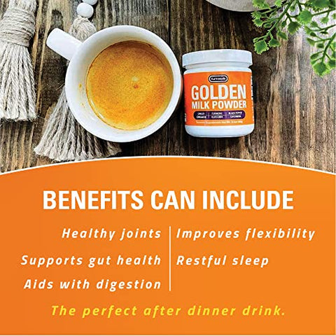 Golden Milk Latte Orgânico – Mistura de Superfoods de Cúrcuma, Gengibre, Pimenta Preta, Curcumina, Canela, Cardamomo – Não-OGM, Vegano, Keto, Ayurvédico (90g) - Turmaquik