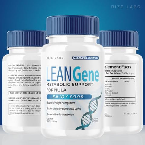 rize labs - Lean Gene Suplemento – Fórmula de Suporte Metabólico, Perda de Peso Avançada, Cápsulas de Máxima Potência – LeanGenex Natural – 2 Pacotes