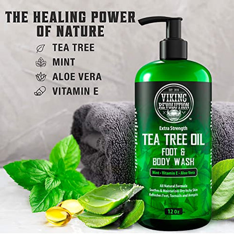 Sabonete Viking Revolution Tea Tree Oil para Homens – Combate Pé de Atleta, Fungos nas Unhas, Coceira na Virilha, Eczema, Tinea Corporis