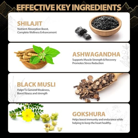 WindBoss - Shilajit Gummies | Shilajit Himalaia Grau Ouro com Ashwagandha e Gokshura para Homens | 60 gomas