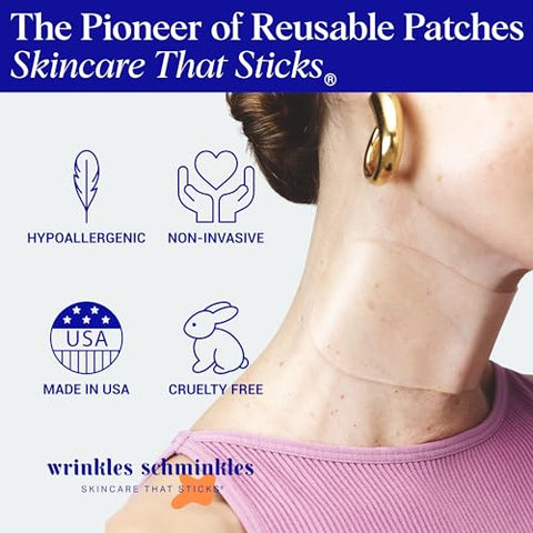 Wrinkles Schminkles - Patches de Silicone Reutilizáveis para Rugas no Pescoço – Redução de Rugas – Tratamento Inovador – Alvo de Rugas – Pads Suavizantes Sensíveis –