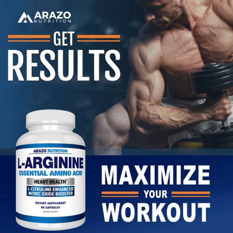 Premium L Arginine – Potencializador de Óxido Nítrico com L-Citrulina – 1340mg – Marca Arazo Nutrition - Arazo Nutrition