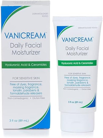 Hidratante Facial Diário com Ceramidas e Ácido Hialurônico – Fórmula sem Irritantes Comuns para Peles Sensíveis, 90 ml (1 unidade) - Vanicream