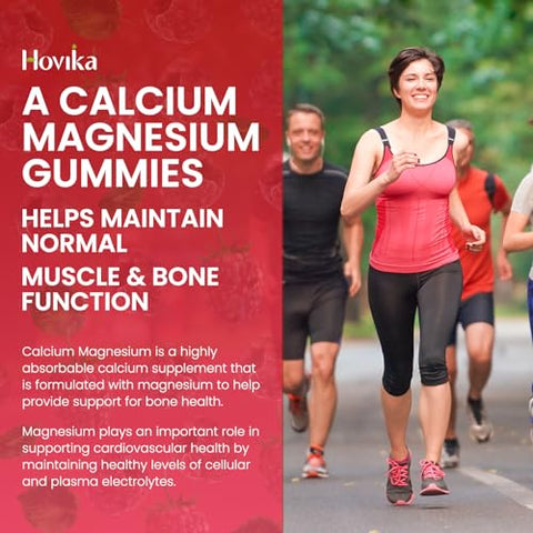 Hovika - Gomas de Cálcio Magnésio Zinco com Potássio Vitamina C, B6, D3, K2 – Mulheres Fortalecidas