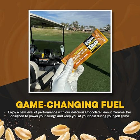 1ST TEE - Barra de Energia de Golfe 10th Tee Plus Chocolate Amendoim Caramelo feita com Ingredientes Naturais – Barras de 50g (12 unidades) Lanche Saudável de Chocolate de Fácil Digestão para Escritório