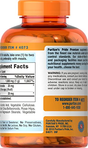 Puritan's Pride - Puritan’s Pride Vitamina C 1000mg com Rose Hips para Suporte Imunológico – 250 Cápsulas