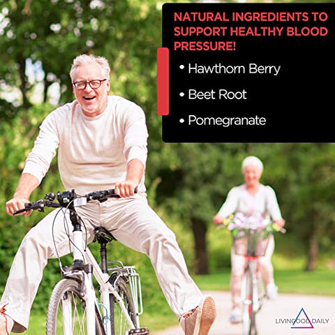 Blood Pressure Support – 120 Cápsulas Vegetarianas – Suplemento para Pressão Arterial com Beterraba e Romã - Livingood Daily