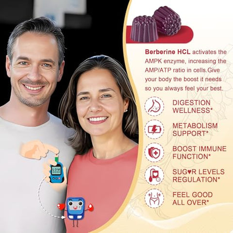 NEVISS - Berberine Gummy 1500mg | Suplemento de Berberina 3g com Fibra Prebiótica Inulina | Sem Açúcar | AMPK