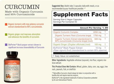 Probióticos para Homens 50 Bilhões UFC NatureWise Curcumina Cúrcuma 95%% Curcuminoides 2250mg Suporte Articular - Garden of Life