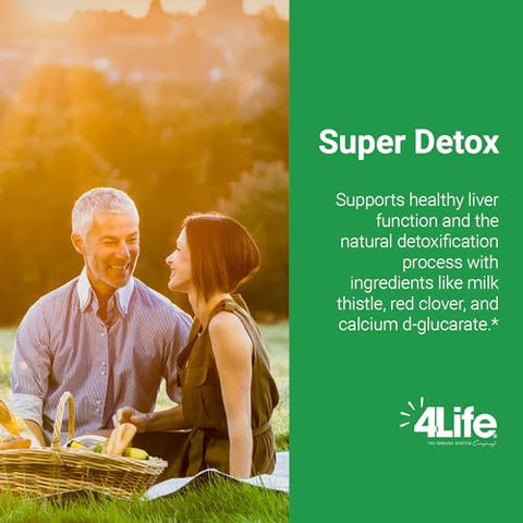 Super Detox – Fórmula de Suplemento com Alcachofra, D-Glucarato de Cálcio e Cardo de Leite – Suporte à Desintoxicação e Função Saudável do Fígado – 60 Cápsulas - 4Life