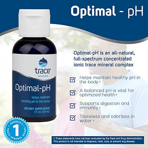 Optimal pH | Minerais Iônicos Concentrados | Mantém o pH Saudável no Corpo | Verificado pelo Projeto Não-OGM, Certificado Kosher, Sem Glúten, Vegano | Sem Sabor, 100g - Trace Minerals