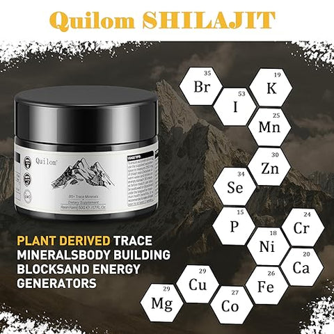 Quilom - Shilajit Puro Himalaia Orgânico Resina de Shilajit – Suplemento de Shilajit – Grau Ouro 100% Puro com Ácido Fúlvico