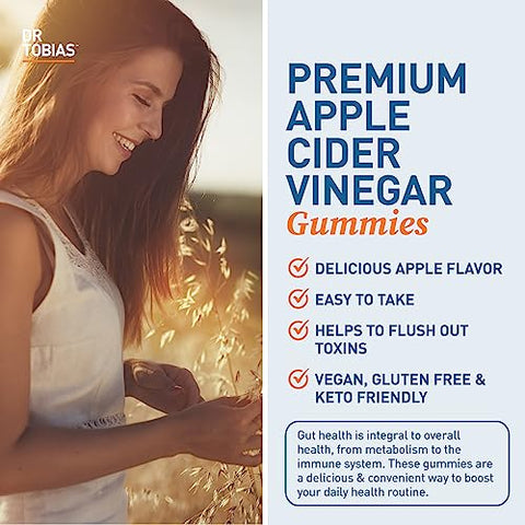 Gomas de Vinagre de Maçã, 500 mg de Vinagre de Maçã com Mãe, Folate, B12 – Benefícios para a Saúde - Dr. Tobias