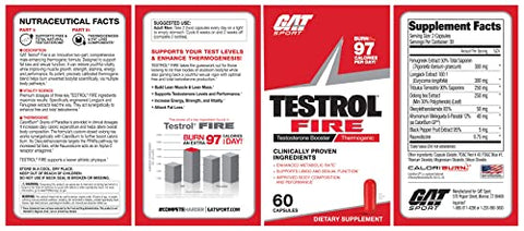 Testrol Fire – 60 Cápsulas | Potencialize seus resultados | Fórmula avançada | Aumento de energia e desempenho | Marca GAT SPORT - GAT SPORT